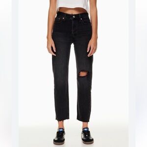 Levi’s Highrise Wedgie Straight Black Jeans Cropped Cotton Size 29